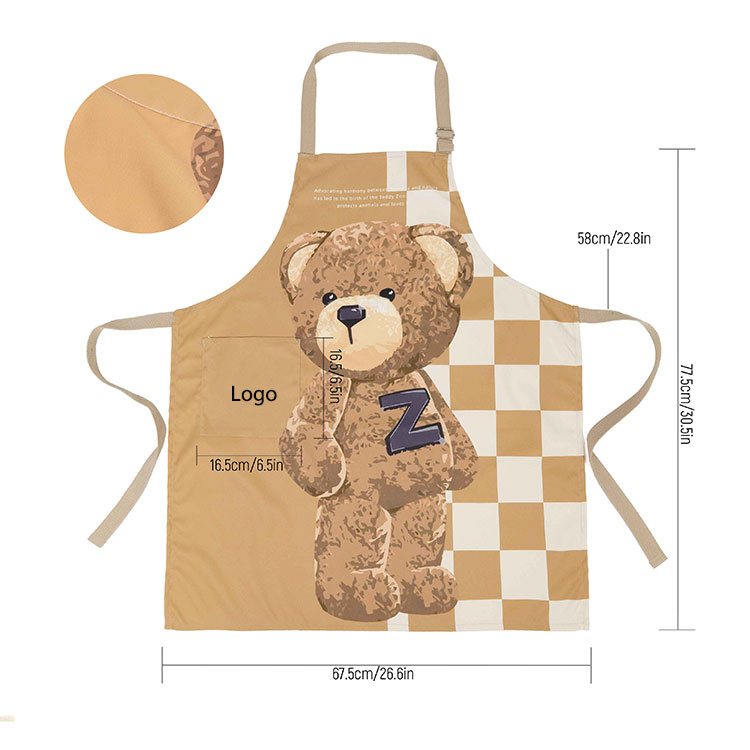 Cotton Apron With Bear Pattern