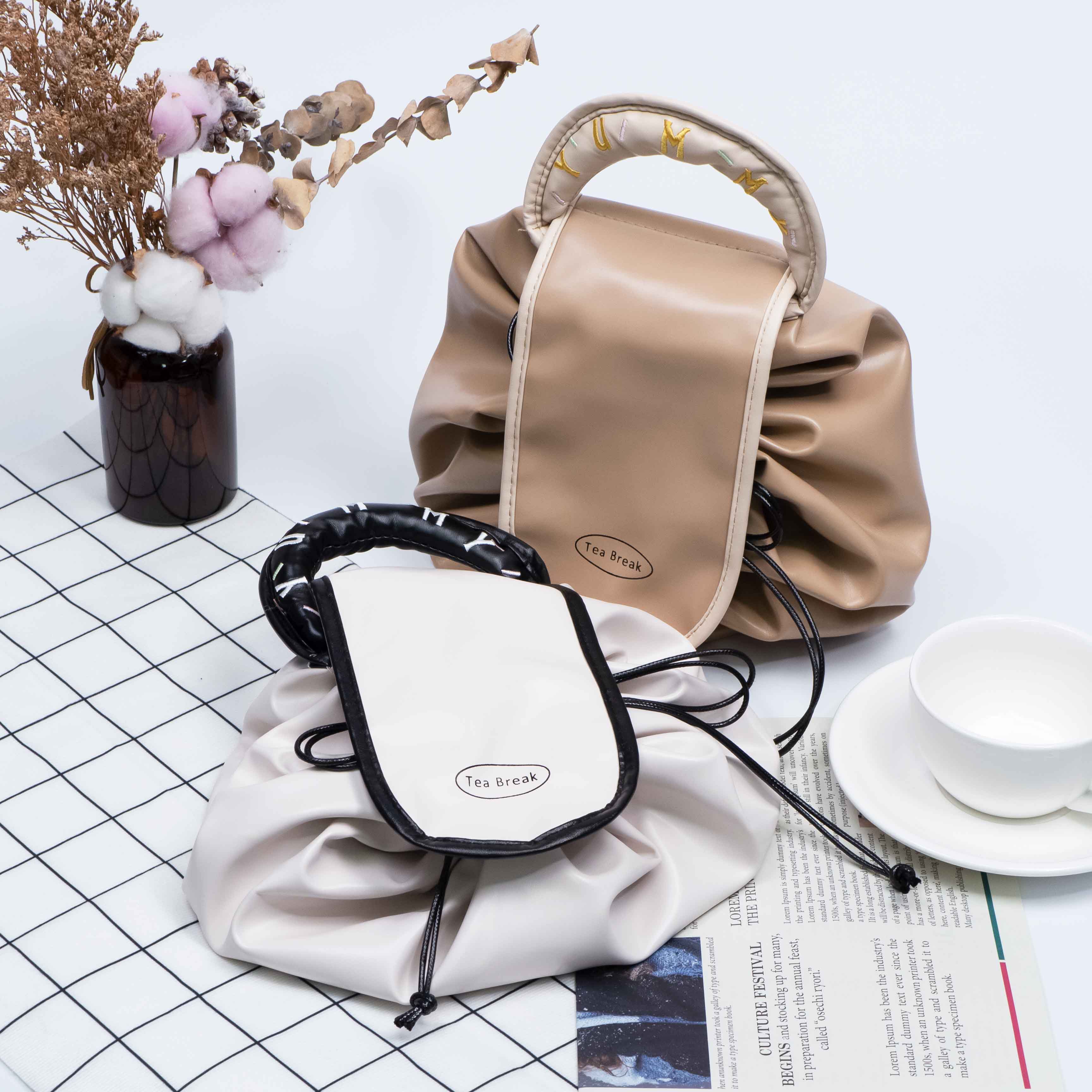 Large Capacity Waterproof Drawstring Makeup Cosmetic Bag