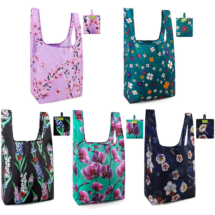Polyester Reusable Folding Shopping Tote Bag