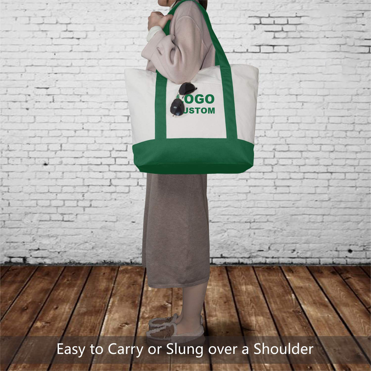 Green tote bag