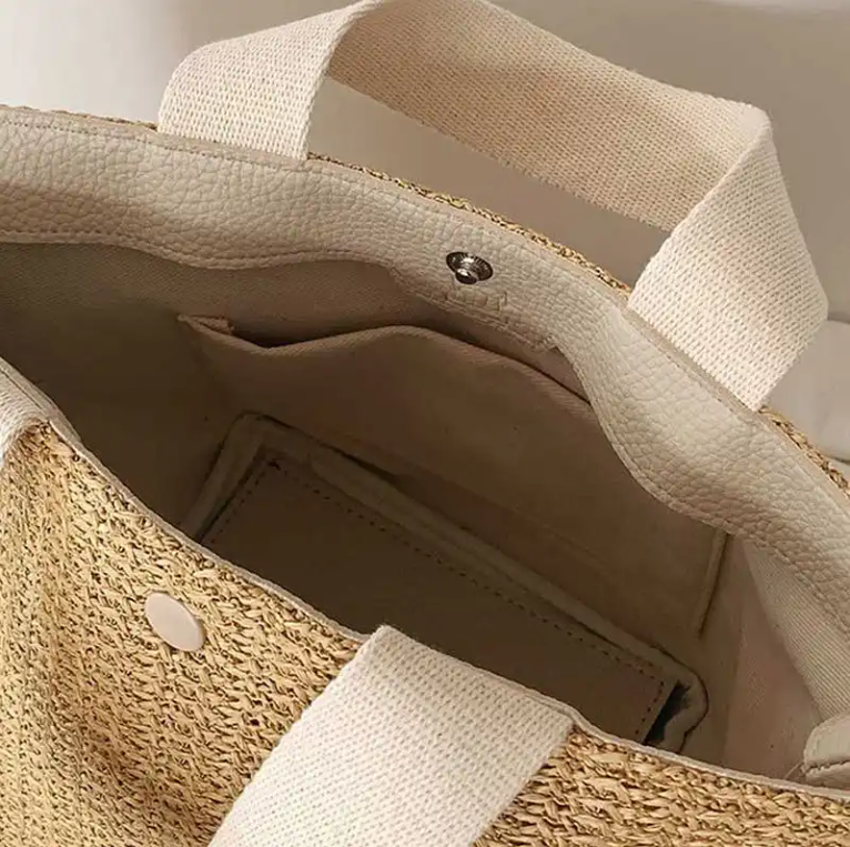 Woven Straw Bucket Bag Basket Beach Bag