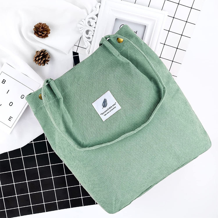 Corduroy Tote Bag With Inner Pocket