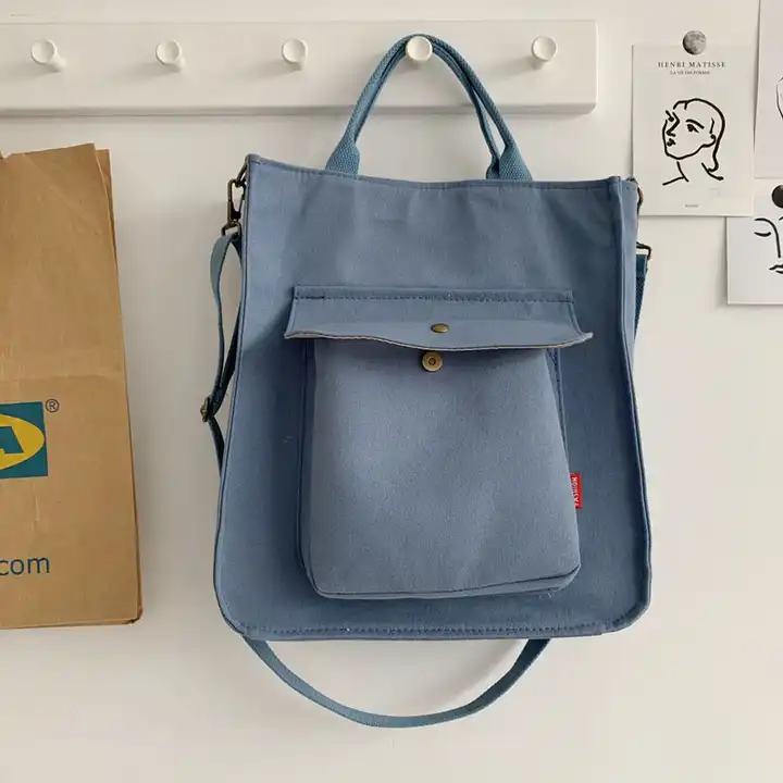 Corduroy Tote Bag With Pocket