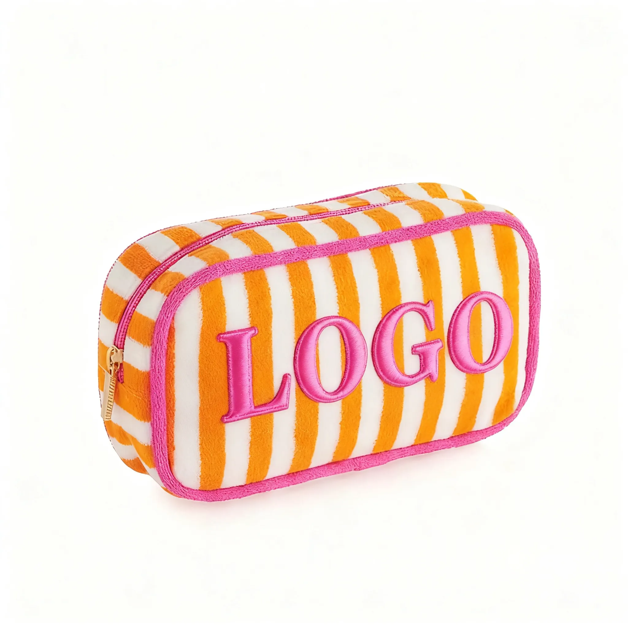 Bolsa de maquillaje de tela de toalla a rayas 1 Bolsa de maquillaje de tela de toalla a rayas 1