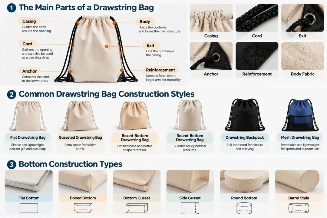 Drawstring Bag Construction: Parts, Styles & Design Options 1